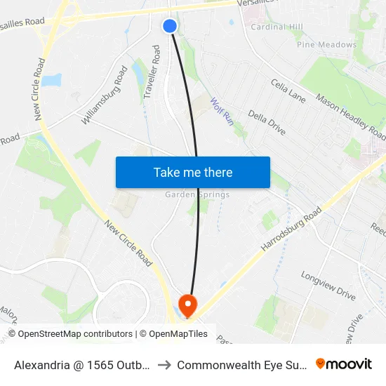 Alexandria @ 1565 Outbound to Commonwealth Eye Surgery map