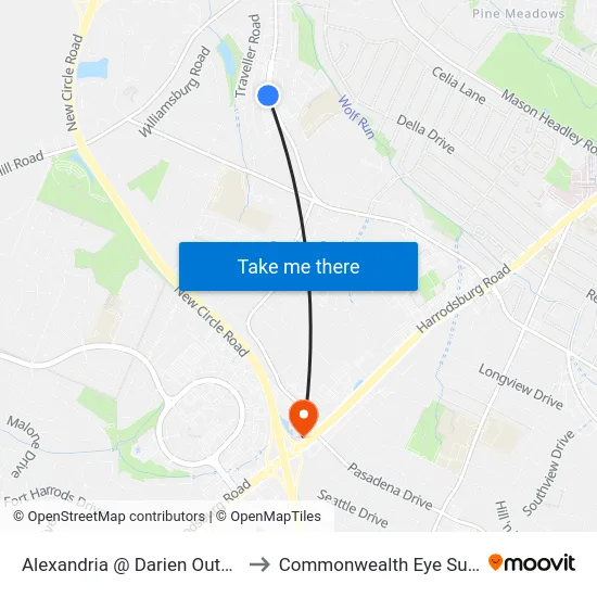 Alexandria @ Darien Outbound to Commonwealth Eye Surgery map