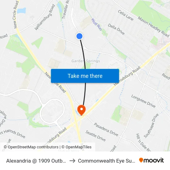 Alexandria @ 1909 Outbound to Commonwealth Eye Surgery map