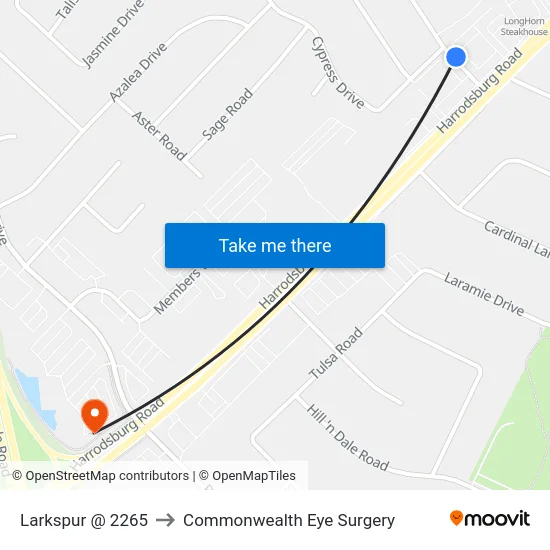 Larkspur @ 2265 to Commonwealth Eye Surgery map