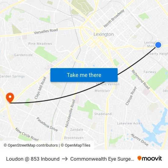 Loudon @ 853 Inbound to Commonwealth Eye Surgery map