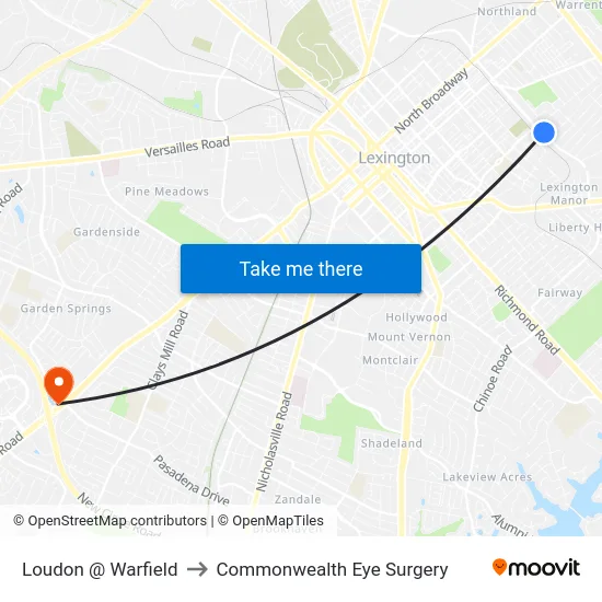 Loudon @ Warfield to Commonwealth Eye Surgery map