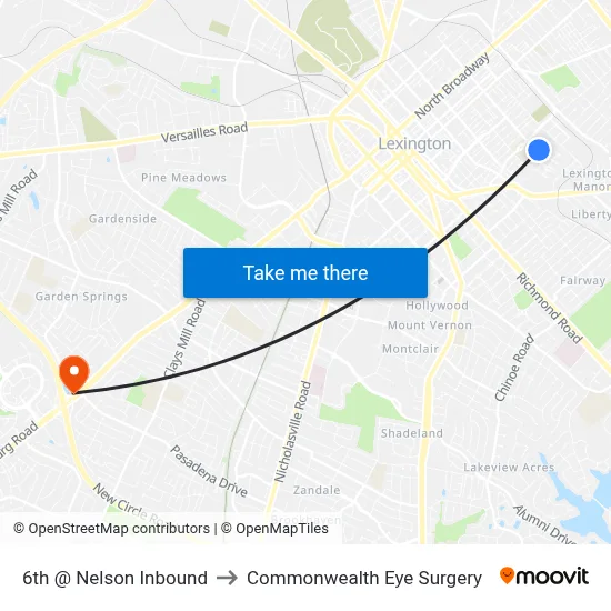 6th @ Nelson Inbound to Commonwealth Eye Surgery map