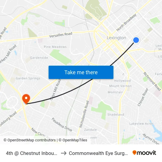 4th @ Chestnut Inbound to Commonwealth Eye Surgery map