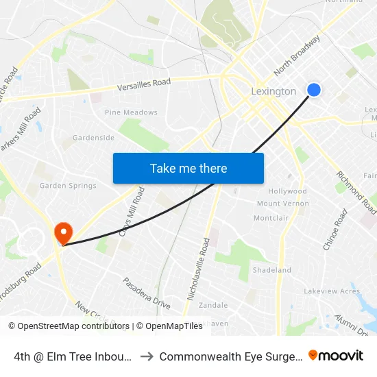 4th @ Elm Tree Inbound to Commonwealth Eye Surgery map