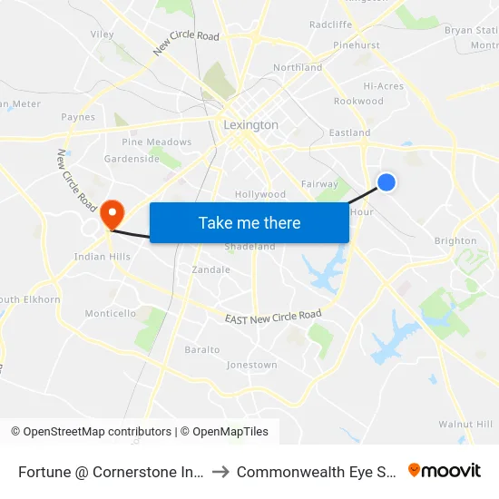 Fortune @ Cornerstone Inbound to Commonwealth Eye Surgery map
