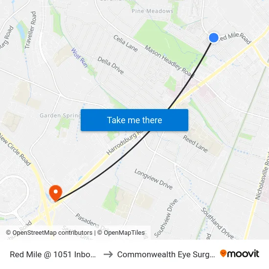 Red Mile @ 1051 Inbound to Commonwealth Eye Surgery map