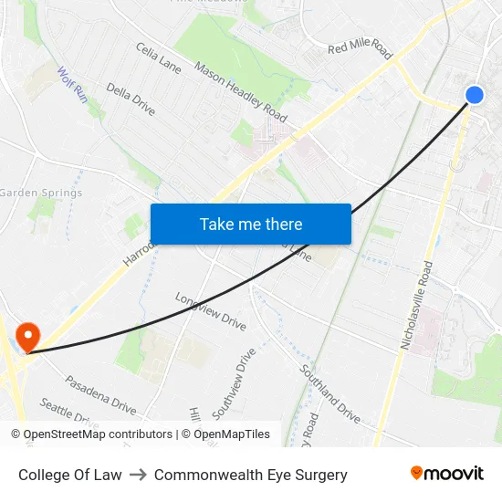 College Of Law to Commonwealth Eye Surgery map