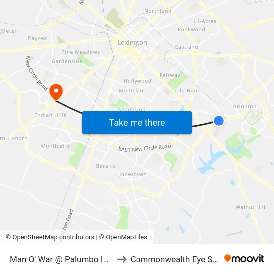 Man O' War @ Palumbo Inbound to Commonwealth Eye Surgery map