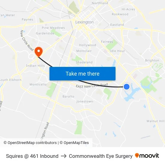 Squires @ 461 Inbound to Commonwealth Eye Surgery map
