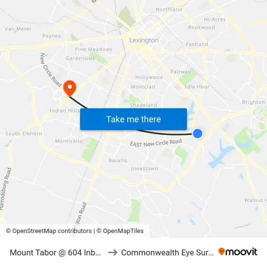 Mount Tabor @ 604 Inbound to Commonwealth Eye Surgery map