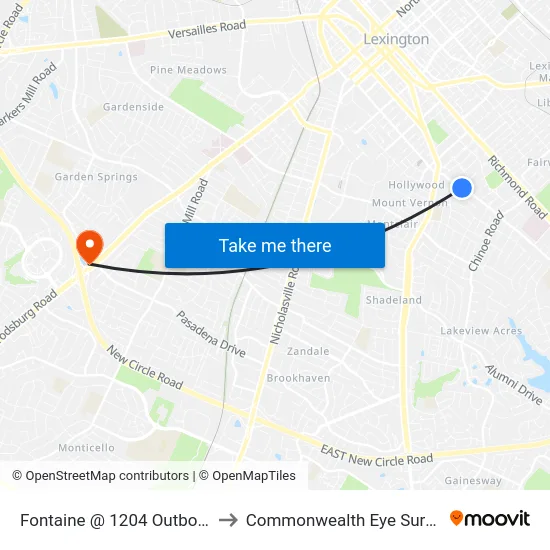 Fontaine @ 1204 Outbound to Commonwealth Eye Surgery map