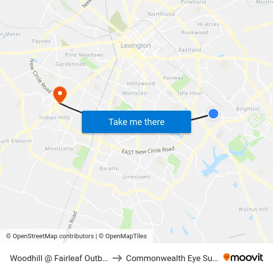 Woodhill @ Fairleaf Outbound to Commonwealth Eye Surgery map