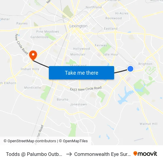 Todds @ Palumbo Outbound to Commonwealth Eye Surgery map