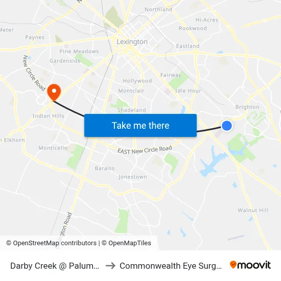 Darby Creek @ Palumbo to Commonwealth Eye Surgery map