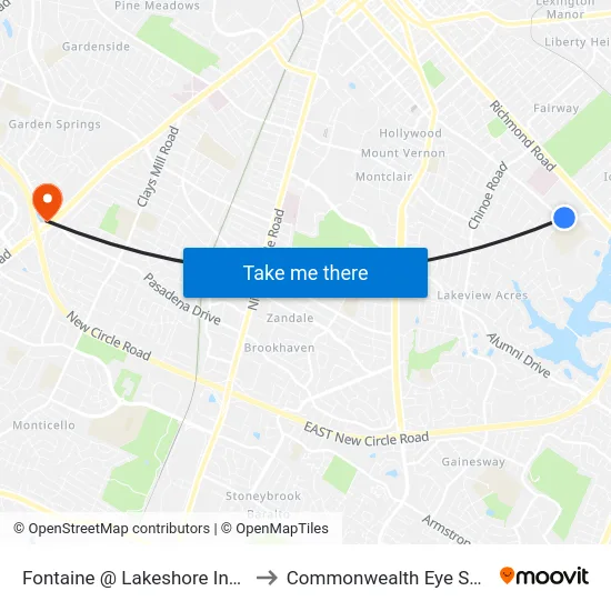 Fontaine @ Lakeshore Inbound to Commonwealth Eye Surgery map