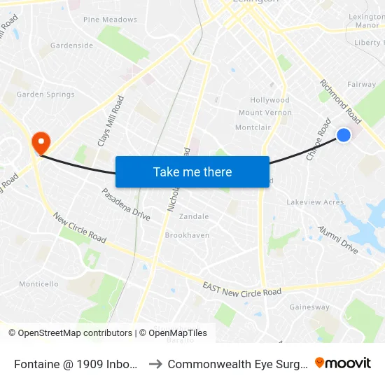 Fontaine @ 1909 Inbound to Commonwealth Eye Surgery map