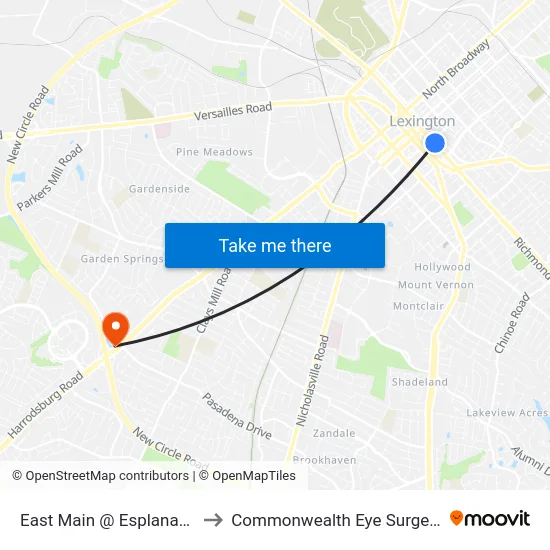 East Main @ Esplanade to Commonwealth Eye Surgery map