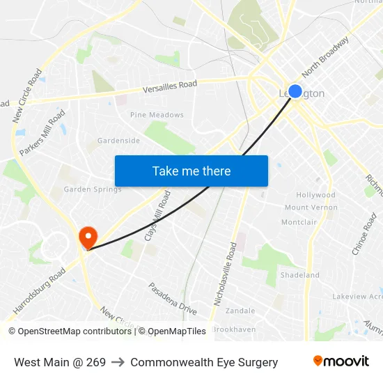 West Main @ 269 to Commonwealth Eye Surgery map