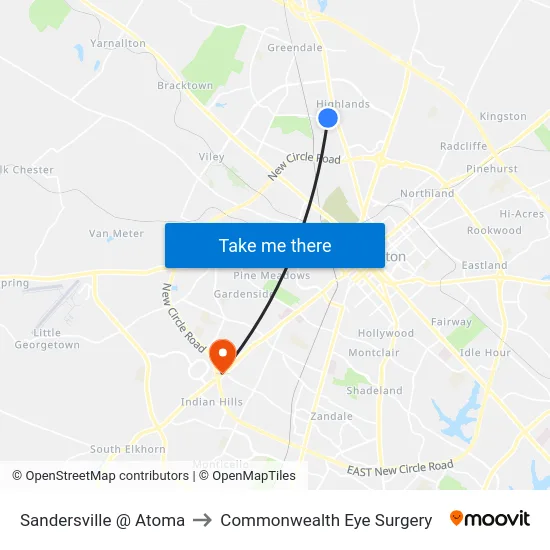 Sandersville @ Atoma to Commonwealth Eye Surgery map