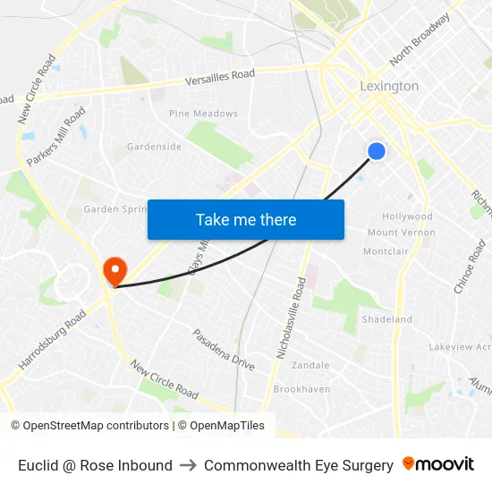 Euclid @ Rose Inbound to Commonwealth Eye Surgery map