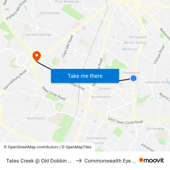 Tates Creek @ Old Dobbin Outbound to Commonwealth Eye Surgery map