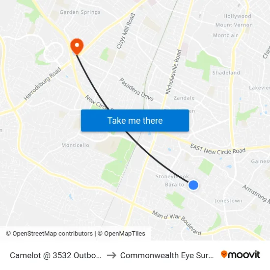Camelot @ 3532 Outbound to Commonwealth Eye Surgery map