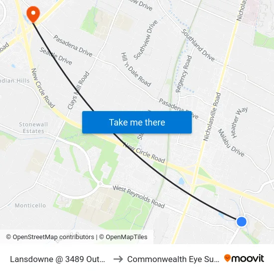 Lansdowne @ 3489 Outbound to Commonwealth Eye Surgery map
