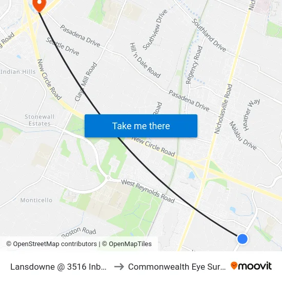 Lansdowne @ 3516 Inbound to Commonwealth Eye Surgery map