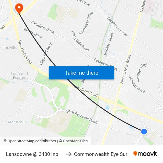 Lansdowne @ 3480 Inbound to Commonwealth Eye Surgery map