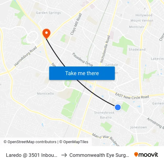 Laredo @ 3501 Inbound to Commonwealth Eye Surgery map