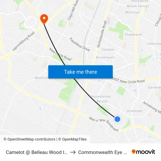 Camelot @ Belleau Wood Inbound to Commonwealth Eye Surgery map