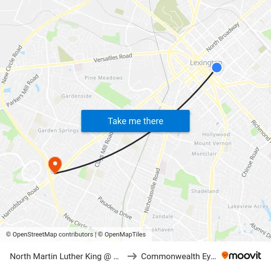 North Martin Luther King @ Corral Outbou to Commonwealth Eye Surgery map