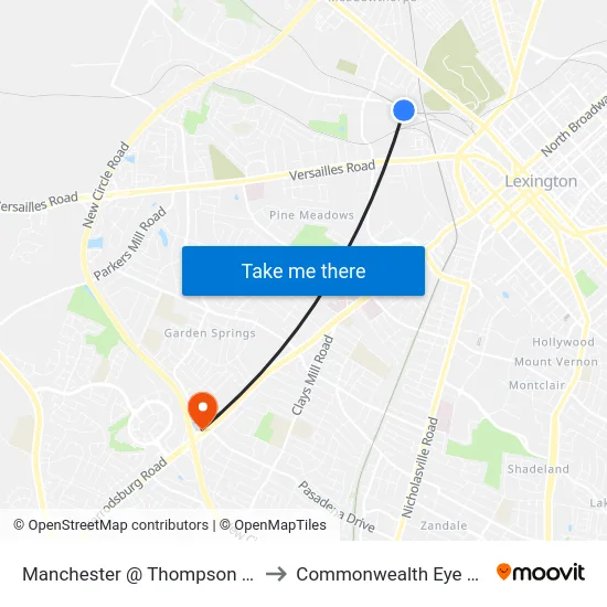 Manchester @ Thompson Inbound to Commonwealth Eye Surgery map