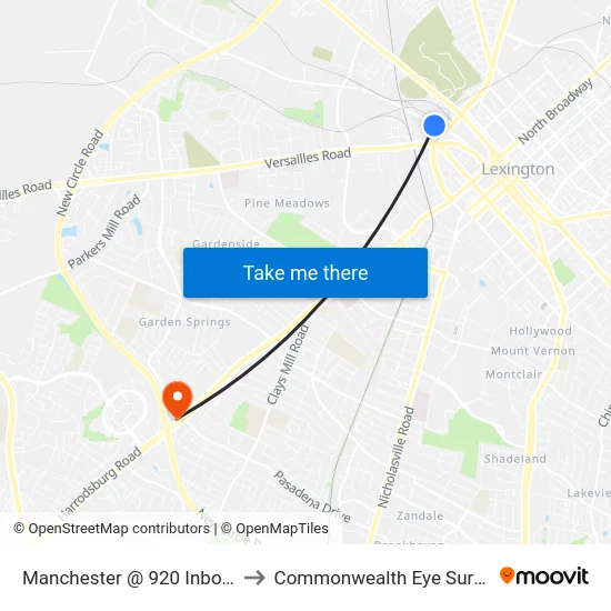 Manchester @ 920 Inbound to Commonwealth Eye Surgery map