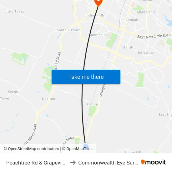 Peachtree Rd & Grapevine Ct to Commonwealth Eye Surgery map