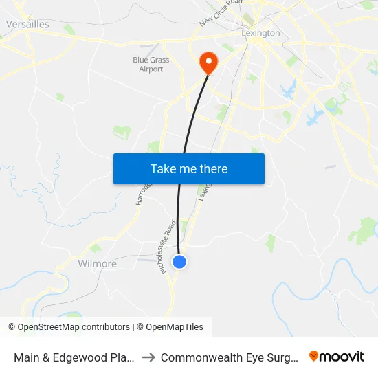 Main & Edgewood Plaza to Commonwealth Eye Surgery map