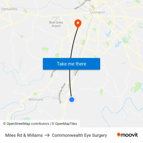 Miles Rd & Willams to Commonwealth Eye Surgery map