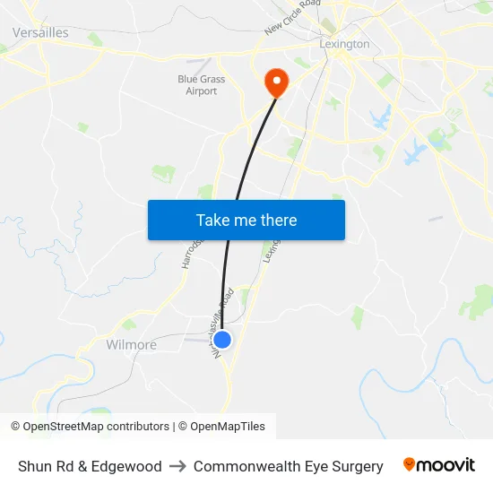 Shun Rd & Edgewood to Commonwealth Eye Surgery map