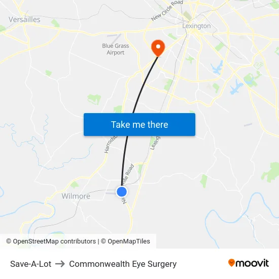 Save-A-Lot to Commonwealth Eye Surgery map