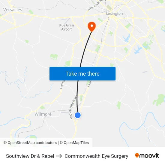 Southview Dr & Rebel to Commonwealth Eye Surgery map