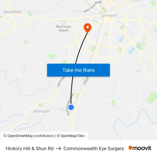 Hickory Hill & Shun Rd to Commonwealth Eye Surgery map