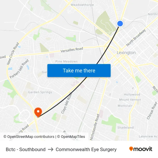 Bctc - Southbound to Commonwealth Eye Surgery map