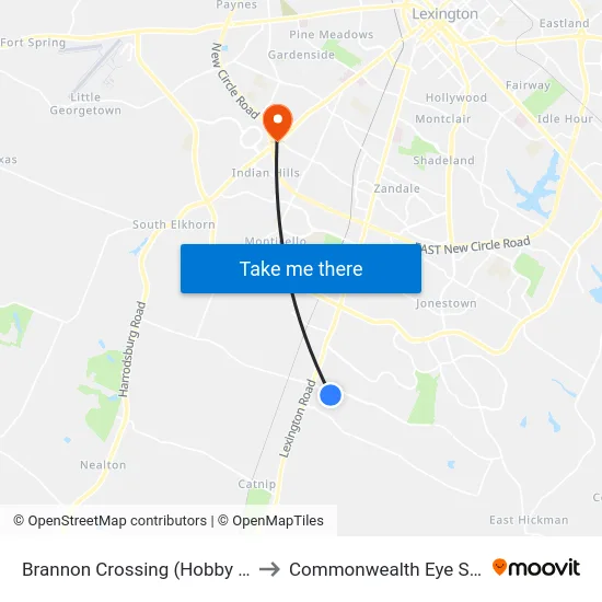 Brannon Crossing (Hobby Lobby) to Commonwealth Eye Surgery map