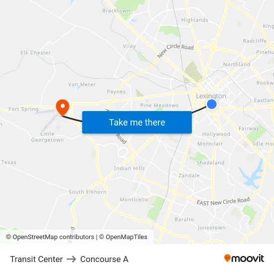 Transit Center to Concourse A map