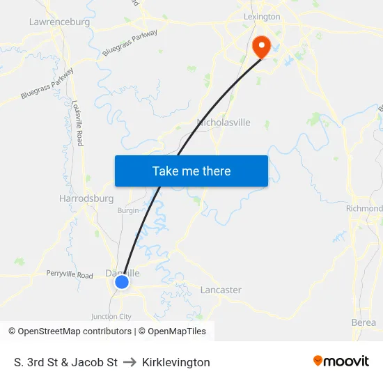 S. 3rd St & Jacob St to Kirklevington map