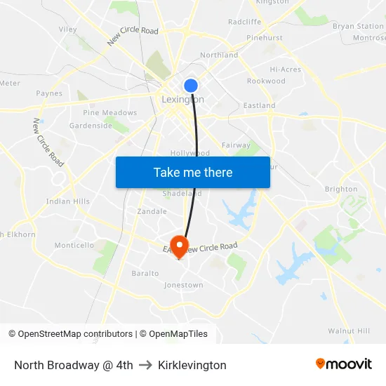North Broadway @ 4th to Kirklevington map