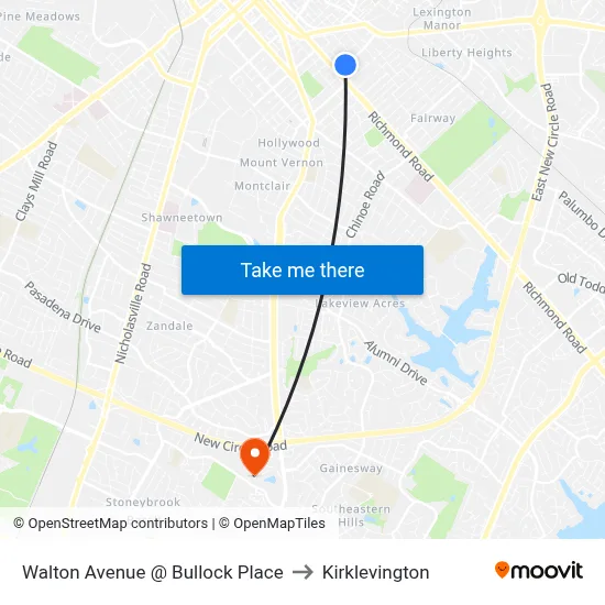Walton Avenue @ Bullock Place to Kirklevington map
