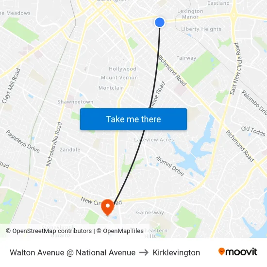 Walton Avenue @ National Avenue to Kirklevington map
