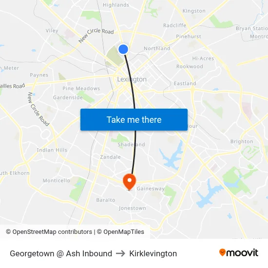 Georgetown @ Ash Inbound to Kirklevington map